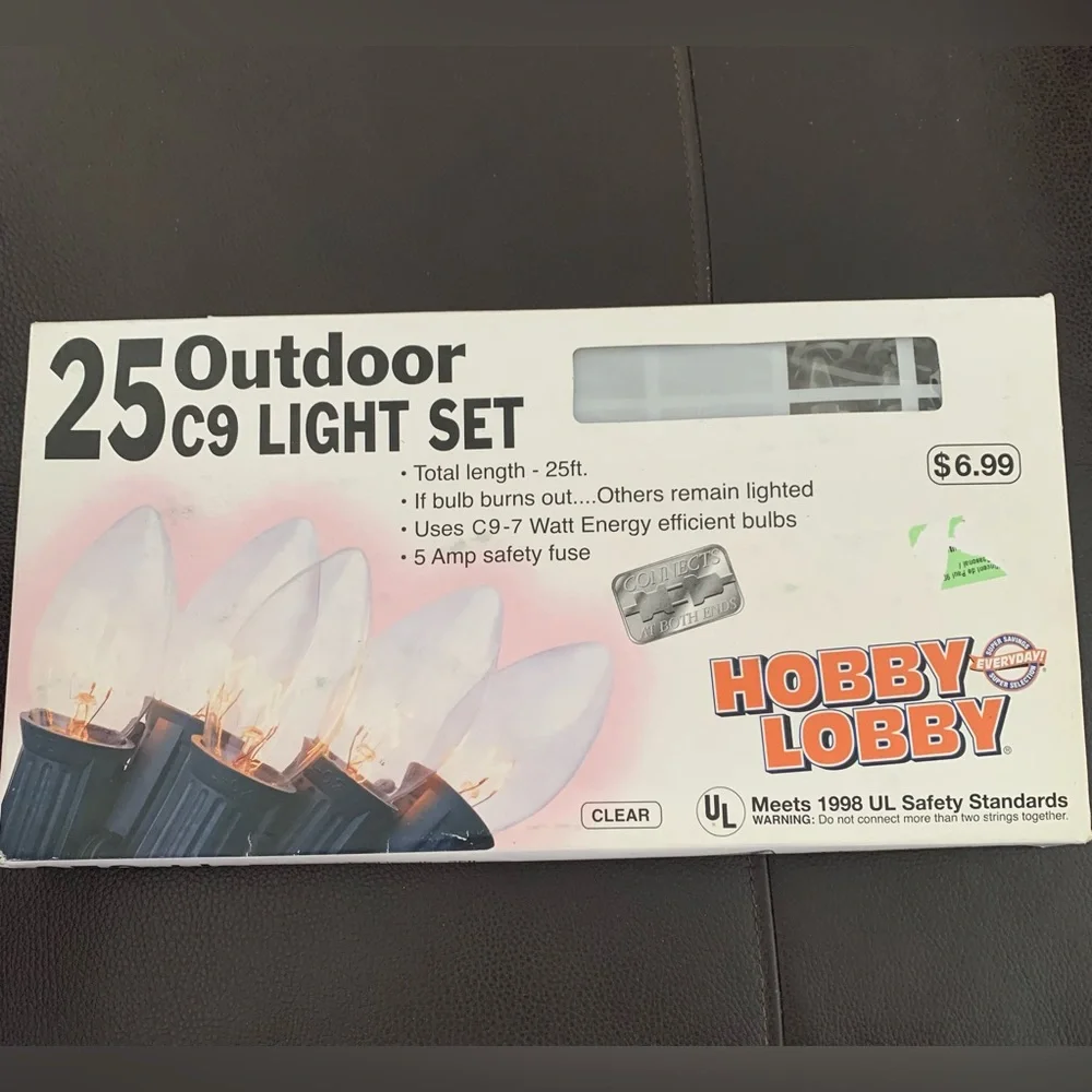 Hobby Lobby 25 C9 Clear Incandescent String Lights Christmas X2 Green Wire